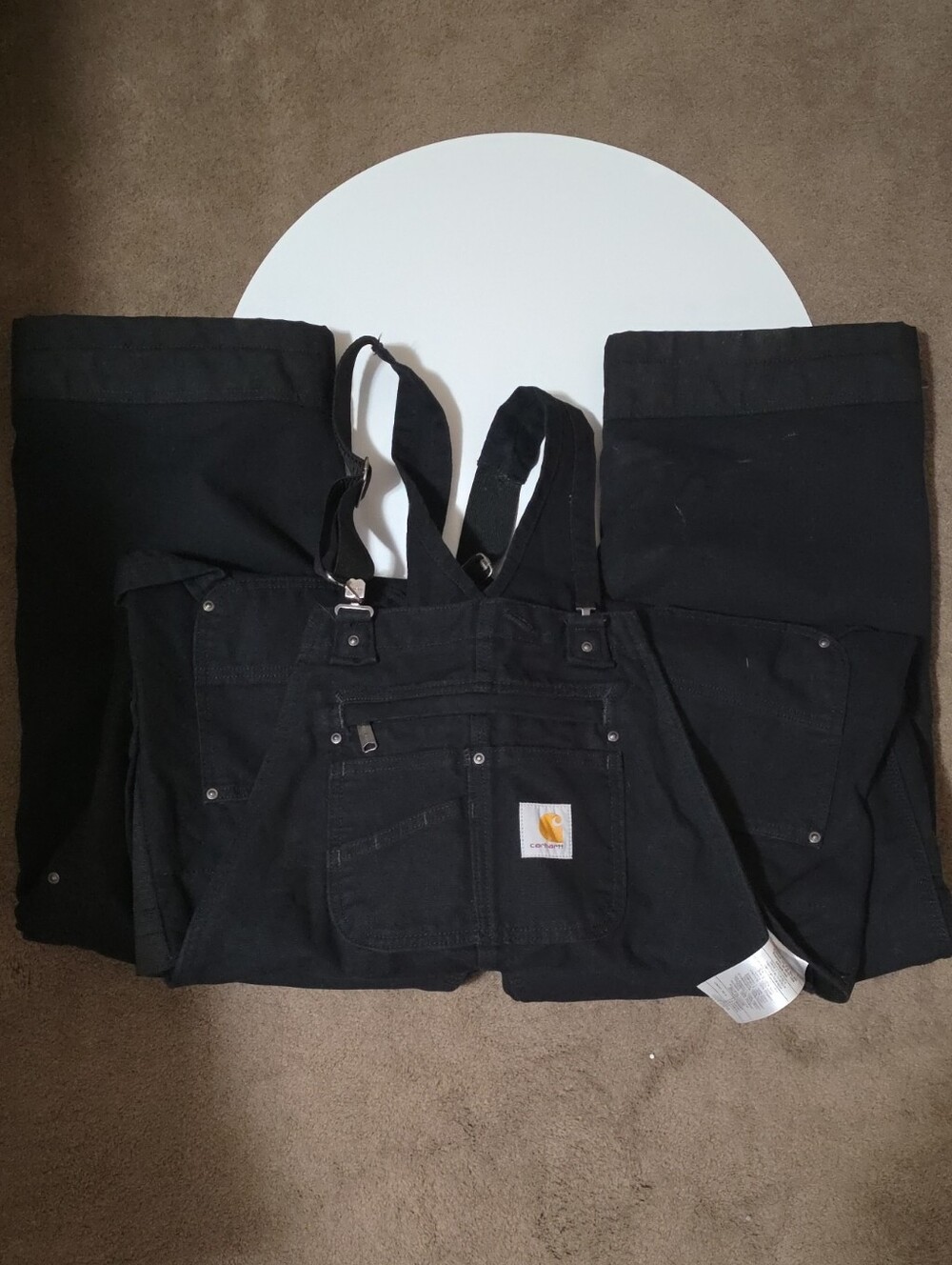Carhartt Men’s Black Relaxed Canvas Bib Jeans